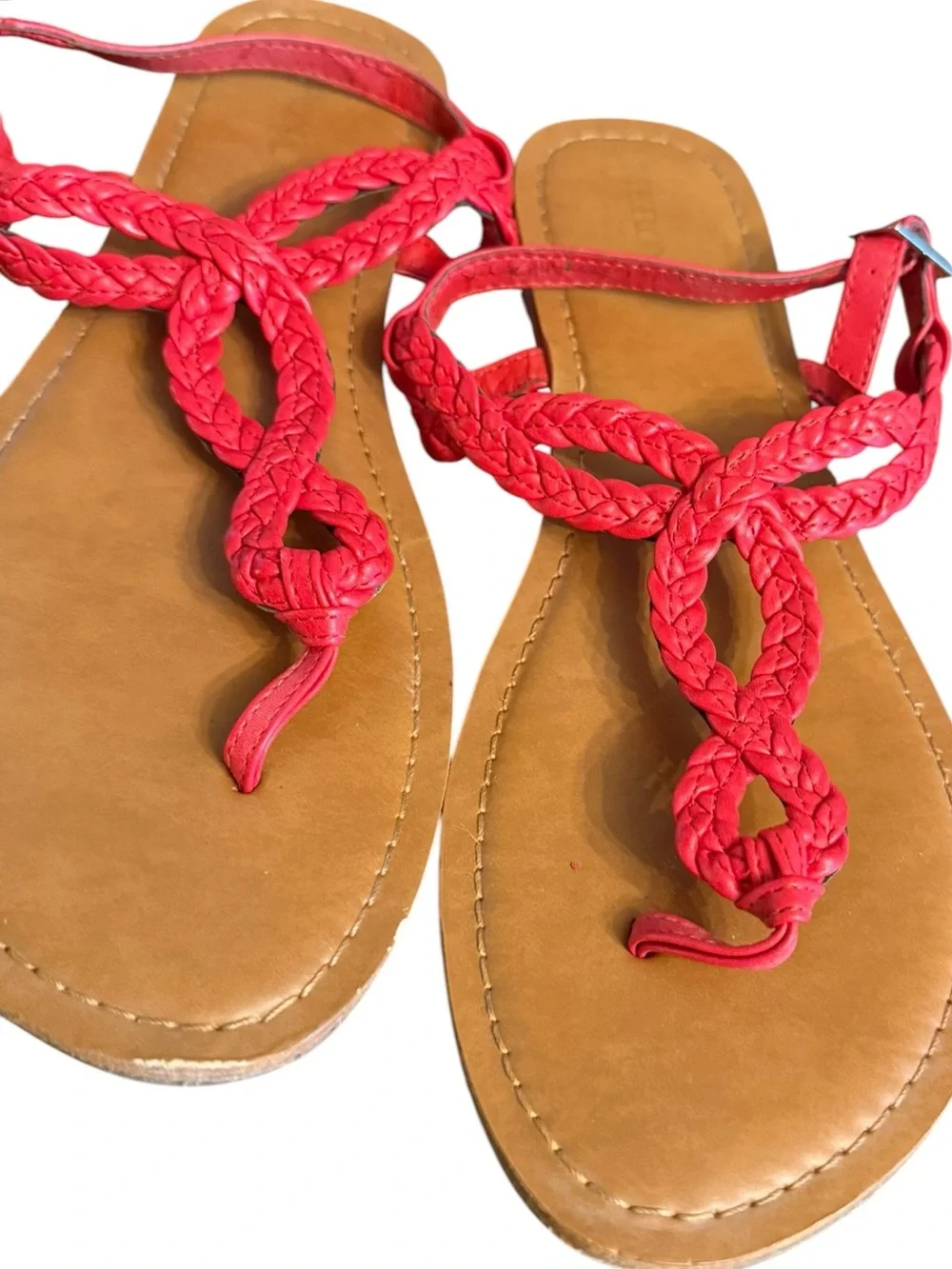Merona Red Braided T-Strap Sandals - Picture 4 of 6